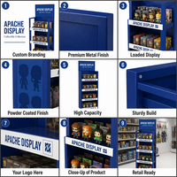 Rak Display Mainan Logam Heavy Duty, Rak Figur Berdiri 3 Tingkat, Putar, untuk Toko Retail Koleksi, OEM