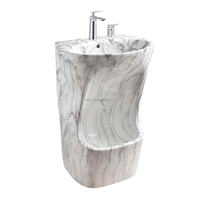 Marbre Wudu Ablution Station Arabie Saoudite Moderne Nouveau Design Moyen-Orient Wc Pied Lavabo Lavabo Une Pièce Autoportant Salle De Bains Lavabo