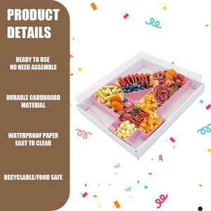 ถาดใส่อาหารรูปสี่เหลี่ยมผืนผ้าสีชมพูขนาด 12.5 นิ้ว ทำจากกระดาษแข็ง สำหรับใส่ของตกแต่งงานปาร์ตี้ - Product Image 4