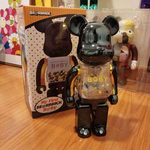 <span class=keywords><strong>Chiaki</strong></span> noir or ours Violent ours Transparent placage lac vert <span class=keywords><strong>Chiaki</strong></span> bricolage Bearbrick 400% résine ours jouets figurines - Product Image 4