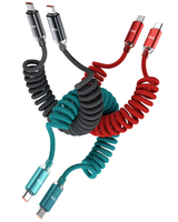 Kabel USB ke Tipe C 120W Pengisian Daya Super Cepat, Kabel Data Berbahan Nilon Kepang Spiral untuk Smartphone, Tablet, Laptop, Mobil