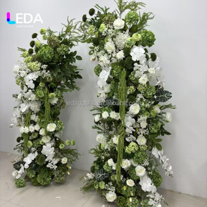 LEDA Arche de fleurs artificielles personnalisée pour mariage, arrangement de verdure, toile de fond en forme de corne pour décoration d'événements et d'arches florales de mariage - Product Image 4