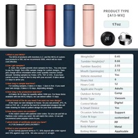 Bouteilles intelligentes avec affichage numérique de la température Infuseur à thé Bouteille thermique à LED Tasse intelligente à double paroi Fiole à eau Tasse étanche