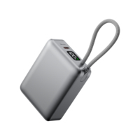 Dernière batterie externe la plus petite de 10000 mAh en aluminium PD20W avec écran numérique et câble intégré