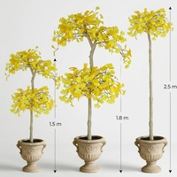 Plantes et arbres artificiels de Ginkgo jaunes, feuilles dorées en forme d'éventail, réalistes, pour la décoration intérieure et extérieure du jardin, lavables et durables
