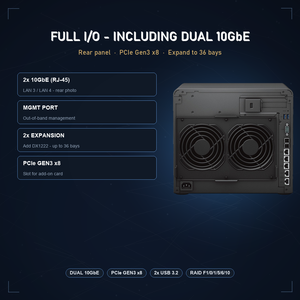 Serveur NAS DiskStation DS3622xs+ à 12 baies, processeur Xeon D-1531 6 cœurs, 16 Go de DDR4 ECC, double réseau 10 GbE, stockage connecté au réseau pour les PME - Product Image 2