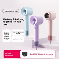 Sèche-cheveux professionnel sans pales 1600W à grande vitesse, 3 vitesses, vent puissant, usage domestique, ions négatifs - Vente en gros usine