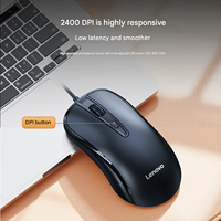 Ratón empresarial con cable Lenovo M12 Classic, ratón óptico USB ergonómico para oficina, sensación cómoda al tacto, cable reforzado duradero
