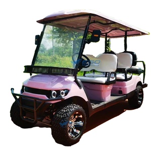 Carrito de Golf Color Blanco Litio, Carrito de Golf Clásico Vintage Rosa, Carrito de Golf Elevado para 6 Pasajeros, Club Car - Product Image 1