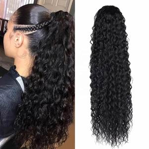 Extensiones de Cabello Humano Natural Remy sin Procesar, Cola de Caballo Brasileña con Clip, Ondulado al Agua, Ondulado Natural, Liso, Estilo Yaki - Product Image 1