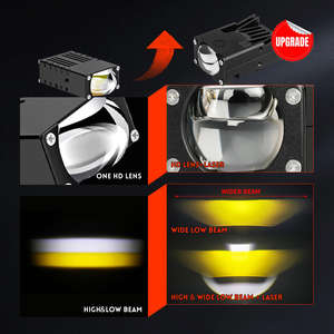 ไฟหน้า LED สีคู่สว่างพิเศษ ไฟตัดหมอก ไฟขับขี่ ไฟเลเซอร์มอเตอร์ไซค์ขนาดเล็ก ไฟขับขี่ขนาดเล็ก อุปกรณ์ตกแต่งรถยนต์ - Product Image 3