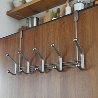 Porte-vêtements mural multifonctionnel en métal argenté, design gain de place pour salle de bain, cuisine, serviettes, organisateur d'appareils