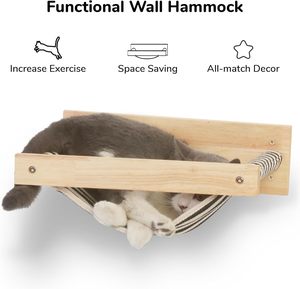 Modern Eco-Friendly Wooden Cat Hammock Wall-Mounted <strong>Pet</strong> <strong>Bed</strong> with Intriguing Print for Resting and Leisurely Climbing - Product Image 4