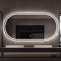 Arch ovale anti-buée intelligent LED miroir de courtoisie illuminé interrupteur tactile maquillage vanité pour chambre appartement pour hôtel salle de bain maison