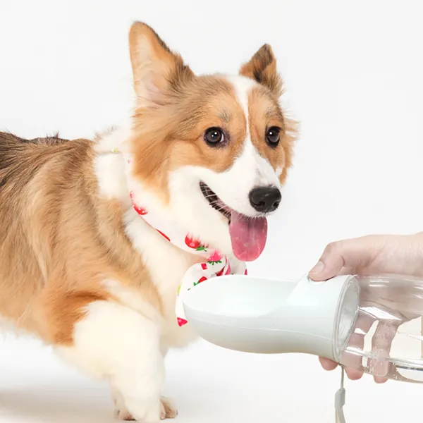 Botella de agua portátil para perros, botella de viaje de 12oz, sin bpa, con logotipo oem, productos para mascotas