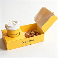 Boîte à café et à collations écologique à 2 compartiments, emballage à emporter pour café, dessert, boîte à café et pâtisserie en papier personnalisée