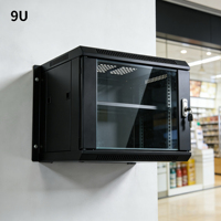 Armoire serveur 9U pour expédition en vrac, murale ou sur pied, double usage, 19 pouces, 450*530*400mm, en acier SPCC avec revêtement en poudre, disponible immédiatement.