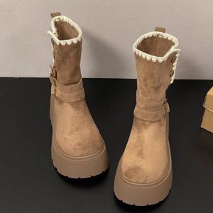 Bottines en cuir à semelles épaisses, style décontracté, offrant un confort de port comparable aux bottes de neige - Product Image 4