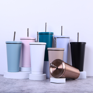 Wholesale 500ml Double Wall 304 Stainless Steel Vacuum Insulated Tumblr <b>Cup</b> Coffee Mugs <b>Thermal</b> Coffee <b>Cups</b> With Straw and Lid - Product Image 1