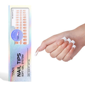 Prensa acrílica para <span class=keywords><strong>uñas</strong></span>, 15 tamaños, Punta francesa, <span class=keywords><strong>mate</strong></span>, desnuda, cuadrado medio, puntas de <span class=keywords><strong>uñas</strong></span> prediseñadas, prearchivadas, 150 unids/caja - Product Image 1