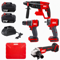 Ensemble d'outils électriques sans fil professionnels, kits combinés, perceuse à main et clé, meuleuse d'angle dans un coffret rigide pour la réparation, grande vente