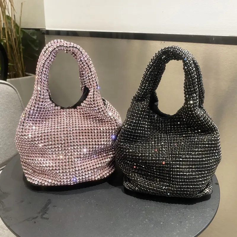 Latest Luxury Fashion New Rhinestone shiny crystal bucket Bag Women Purse Bling bag Evening Party Diamonds Handbag Crossbody