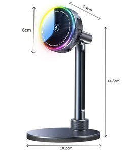Station de charge magnétique de bureau en alliage d'aluminium 15W, <span class=keywords><strong>chargeur</strong></span> sans fil multifonctionnel 2 en 1 avec câble rétractable pour <span class=keywords><strong>iPhone</strong></span> RGB - Product Image 6