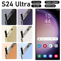 S24 Ultra Smart Phone Pantalla HD de 7 pulgadas Dual SIM 16 + 1TB Almacenamiento 5G 65W Carga rápida 108MP Cámara trasera Deca Core CPU Global