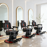 Fauteuil de Barbier Classique Noir en Cuir Hydraulique pour Salon de Coiffure Rétro et Rasage Homme – En Vente