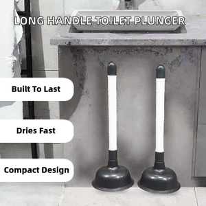 Groothandel 11cm Diameter Mini Riooltoiletzuiger met Lange Steel TPR Zuignap Zwart - Product Image 2