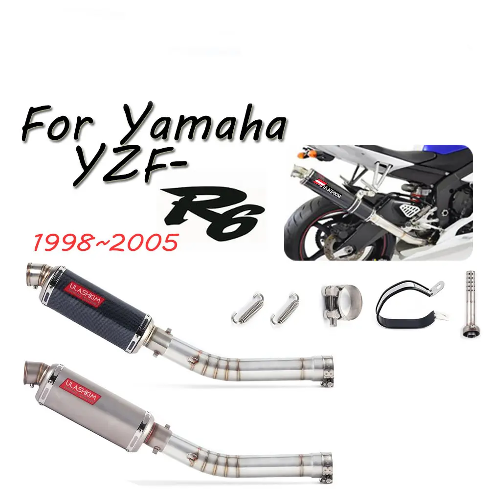 Motocicleta Sistema De Escape Para Yamaha YZ6 1998-2005 Silenciador Escape Médio Link Contato Tubo YZF R6 Motocicleta Sistema De Escape