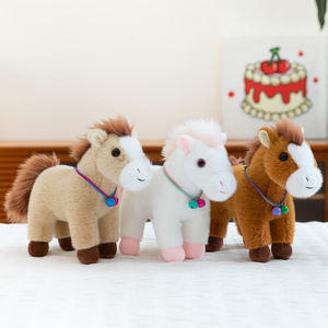 Adorable figurine de poney réaliste en peluche super douce, jouet en peluche pour anniversaire, avec doublure en maille et rembourrage en coton PP - Product Image 3