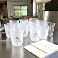 Gobelets à jus réutilisables personnalisés bleus givrés à paroi simple en PET/PE de 9oz, 10oz, 12oz, 14oz pour événements, mariages, traiteurs et stades