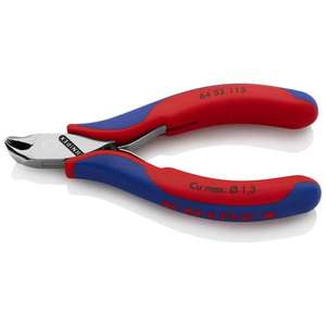 KNIPEX - 64 52 115 Electronics End Cutting Nipper Head espejo pulido, mangos con empuñaduras multicomponente, cortador de extremo oblicuo, - Product Image 1