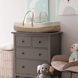Cesta de algodón tejida a mano para cambio de bebé, con almohadilla gruesa suave y cubierta impermeable - Product Image 3
