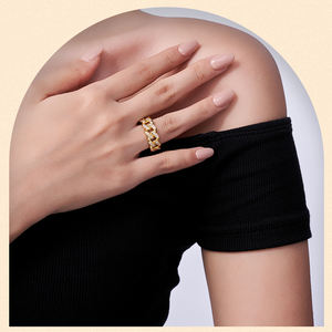 0.66CTW Moissanite cadena cubana chapado en oro plata esterlina 925 estilo Hip Hop para hombres y mujeres joyería anillo de regalo - Product Image 5