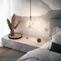 Lámpara de Noche para Dormitorio, Lámpara Colgante de Alabastro Español Blanco con Base de Latón Macizo, para Isla de Cocina, Hotel, Lámparas Colgantes de Piedra de Mármol