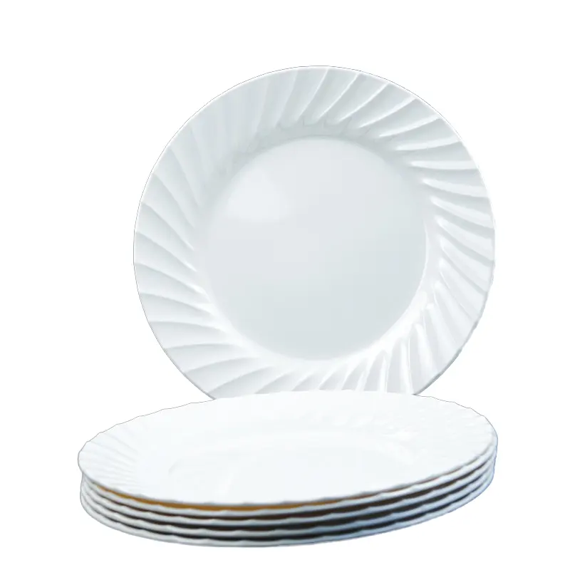 Modern 10 Inch White Melamine Dinner Plates Set Dishwasher Safe Plastic Dishes for Pasta Desserts Sample Free