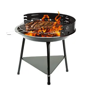 Niedriger MOQ Werkspreis Kohlenstoffstahl 14 Zoll tragbar Holzkohle BBQ Grill Einweggrill Outdoor