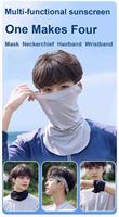 Masque facial de protection d'été en soie glacée, polyester et élasthanne, avec fixation auriculaire, protection du cou, protection solaire UPF 50+, protection UV, respirant