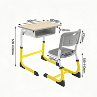 Meubles de classe modernes, écologiques, durables, table de lecture réglable, ensemble bureau et chaise pour étudiants, 1 tiroir pour chambre à coucher, université