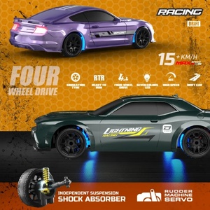 Voiture de drift rechargeable haute performance à l'échelle 1/43 pour enfants, en métal durable, avec éclairage, résistante aux chocs, télécommande et chargeur - Product Image 6