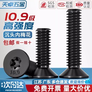 Black High Strength Grade 10.9 GB2673 Countersunk Star Drive Screws M4 M5 M6 M8 M10 For Construction - Product Image 2