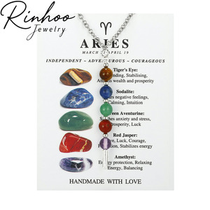 Nuevo Collar de Mujer con Cuentas de Piedra Natural, Cadena de Acero Inoxidable, Sodalita, Amatista, <span class=keywords><strong>Ojo</strong></span> de Tigre, 12 Constelaciones <span class=keywords><strong>del</strong></span> Zodiaco - Product Image 1