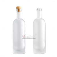 Bouteilles Rondes Vides en Verre de Silex 200ml 375ml 500ml 750ml 1000ml avec Couvercles en Liège pour Brandy Whisky Gin Vodka Tequila Vin Liqueur