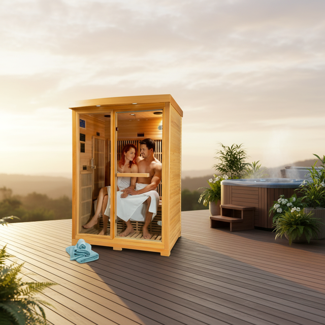 Modern Design 2 Person Electric Far Infrared Sauna Room with Carbon Panel Heaters Full Spectrum Low EMF Villa Application