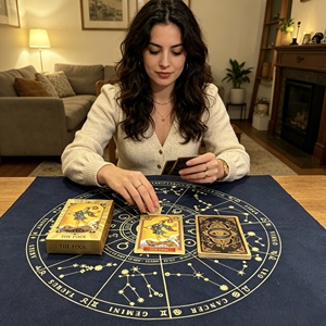 Cartas del <span class=keywords><strong>Tarot</strong></span> con Lámina Dorada, Juego Completo, Impresión a Color, PVC Impermeable, con Guía y Tapete para Principiantes, Juego de Mesa - Product Image 1