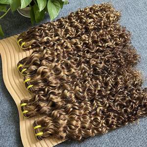 Extensions di Capelli Umani Vergini Ricci Marroni <span class=keywords><strong>4</strong></span>/27 con Highlights per Intrecciare, Vendita all'Ingrosso - Product Image 3