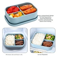 Boîte à bento micro-ondable avec compartiments pour les employés de bureau, fabriquée en silicone de qualité alimentaire, résistant à la chaleur et hermétique