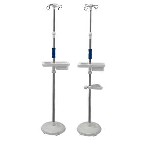 Height Adjustable <b>Stainless</b> <b>Steel</b> Infusion Stand with ABS Disc Base Movable IV Drip Holder for Hospital <b>Trolley</b> - Product Image 1